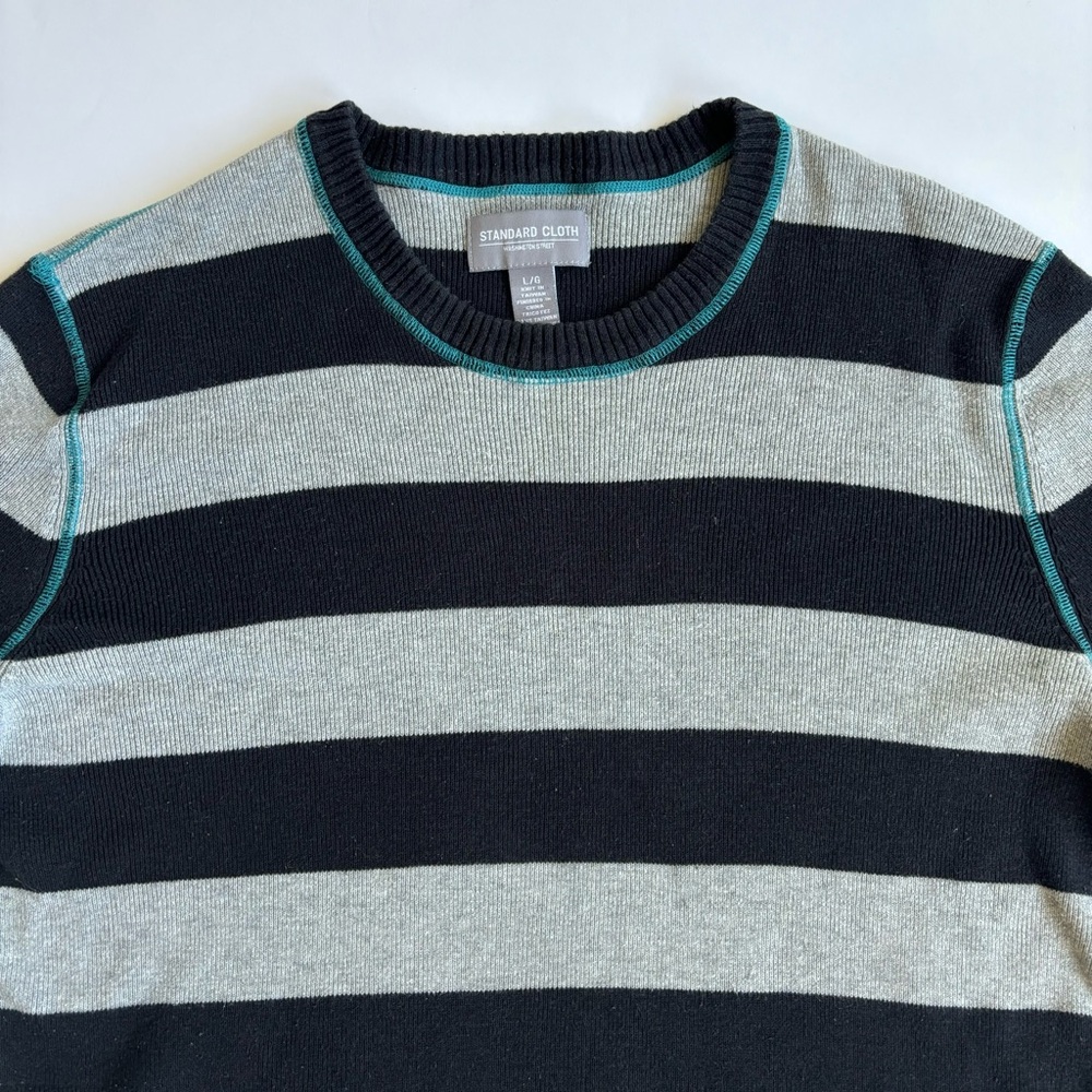 Standard Cloth men’s 90s y2k sweater wide stripes rugby crewneck - Picture 3 of 7